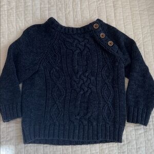 Navy Cable Knit Sweater with Button Detail toddler boy size 12-18 months